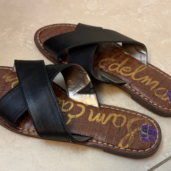 Sam Edelman Black Cross Strap Sandals - Picture 3 of 5